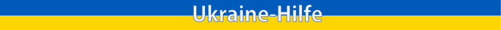 Ein Banner in den Farben der ukrainischen Flagge mit der Aufschrift Ukraine-Hilfe